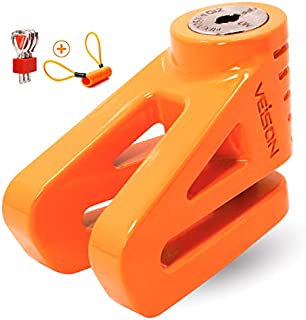 Acekit Disc Lock For Motorcycle and Bicycle With 6mm Lock Pin And Remind Cable Heavy Duty Body No Key To Lock-Orange