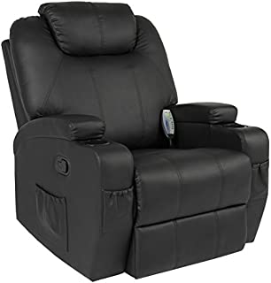 Best Choice Products Faux Leather Executive Swivel Electric Massage Recliner Chair w/Remote Control, 5 Heat & Vibration Modes, 2 Cup Holders, 4 Pockets, Black