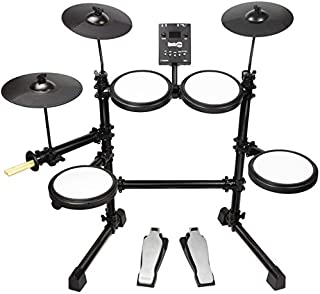 RockJam Mesh Head Kit, Eight Piece Electronic Drum Kit with Mesh Head, Easy Assemble Rack and Drum Module including 30 Kits, USB and Midi connectivity