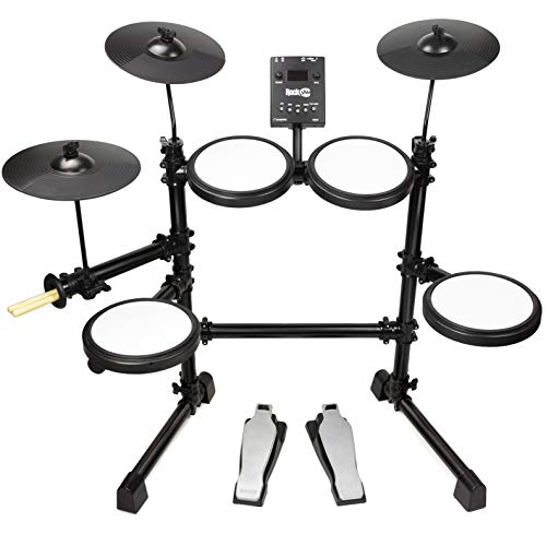 RockJam Mesh Head Kit, Eight Piece Electronic Drum Kit with Mesh Head, Easy Assemble Rack and Drum Module including 30 Kits, USB and Midi connectivity