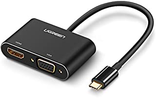 UGREEN USB C to HDMI VGA Adapter 4K Type C Dongle Dual Video Converter Thunderbolt 3 Compatible for Apple iMac MacBook Pro Air 2017 2018 iPad Pro to VGA HDMI Display, Dell XPS 15 13 12, ASUS ZenBook