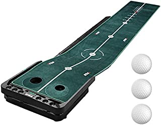 PGM Golf Putting Green with Slope & Auto Ball Return, Indoor Putting Mat with 2 Training Pattern, Portable Training Aid Artificial Grass Turf, Game Gift for Backyard Outdoor Home Office Practice