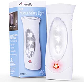 Amerelle Emergency Lights For Home by Amertac, 6 Pack  Emergency Preparedness Power Failure Light and Flashlight, Automatically Lights When the Power Fails  Portable, Rechargeable  71134CC