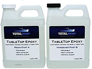 TotalBoat - 43237-2 -43237 Epoxy Resin Crystal Clear - 2 Quart Epoxy Resin & Hardener Kit for Bar Tops, Table Tops & Countertops | Pro Epoxy Coating for Wood, Concrete, Art