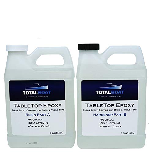 TotalBoat - 43237-2 -43237 Epoxy Resin Crystal Clear - 2 Quart Epoxy Resin & Hardener Kit for Bar Tops, Table Tops & Countertops | Pro Epoxy Coating for Wood, Concrete, Art