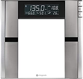Vitagoods Form Fit Digital Scale and Body Analyzer-Tracks Fat, Weight, Muscle/Bone Mass, Water Weight-397 Pound Capacity, Silver 5 Pound