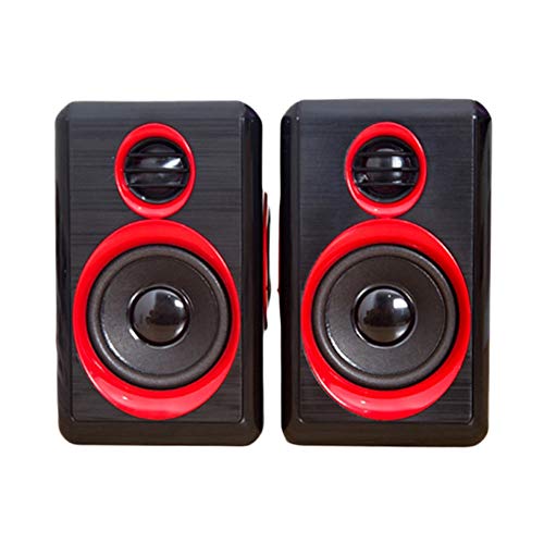 GrmeisLemc Mini USB Speaker Classical Wired 3.5mm Home Office Desktop Computer Laptop Multimedia Subwoofer Music Player Red