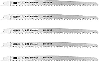 Reciprocating Saw Blades SUNGATOR 12-Inch for Wood Pruning, Super Hard HCS Material with 5TPI Improve the Cutting Efficiency (5-Pack)