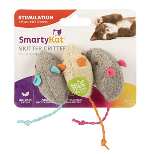 SmartyKat Skitter Critters Cat Toy Catnip Mice, 3/pkg