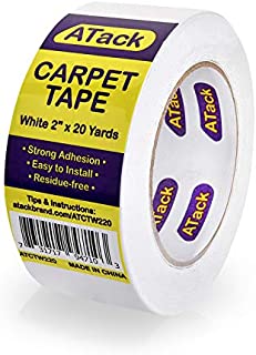 ATack Carpet Tape for Area Rugs and Carpets, Removable, 2 Inches x 20 Yards, Ideal for Stair Treads, Rugs, Carpets Over Carpets or Delicate Hardwood Floors