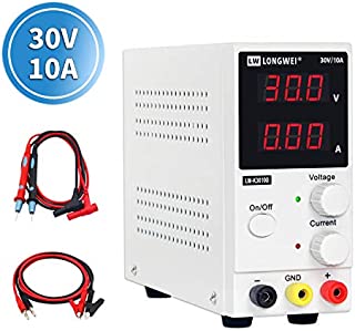 DC Power Supply Variable,0-30 V / 0-10 A LW-K3010D Adjustable Switching Regulated Power Supply Digital,with Alligator Leads US Power Cord Used for Spectrophotometer and lab Equipment Repair