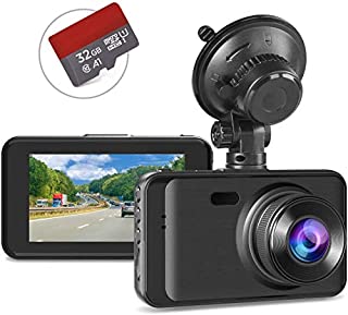 Dash Cam with SD Card Included, Full HD 1080P Dashcams for Cars Dash Camera in Car Dash Cam with Night Vision, 170°Wide Angle 3 IPS Screen WDR Loop Recording G-sensor Motion Detection Parking Monitor