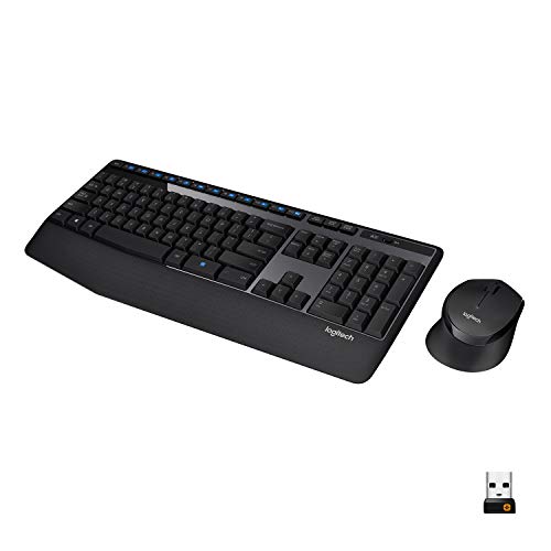 Logitech MK345 Wireless Combo Full-Sized Keyboard with Palm Rest and Comfortable Right-Handed Mouse - Black