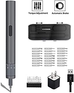 Mini Electric Screwdriver, POWERGIANT Small Adjustable Torque Cordless Screwdriver Set, Rechargable Repair Tool for Phone Watch Camera Laptop