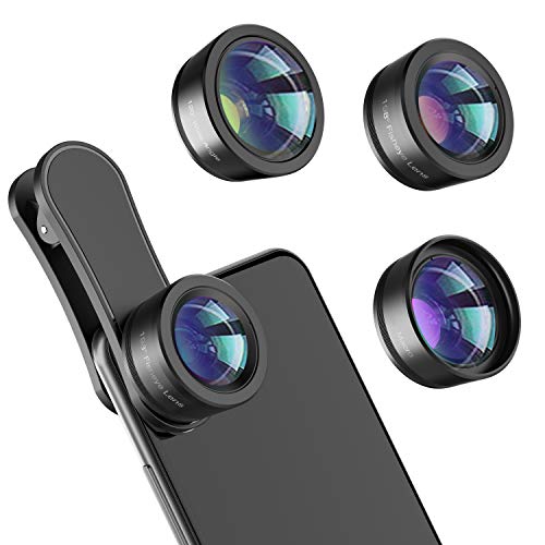 Phone Camera Lens,Upgraded 3 in 1 Phone Lens kit-198° Fisheye Lens + Macro Lens + 120° Wide Angle Lens,Clip on Cell Phone Lens Kits Compatible with Most Phones,Most Smartphones