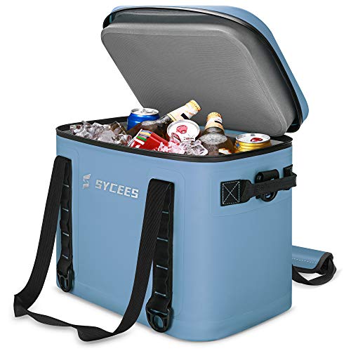 SYCEES Cooler Bag, 30 Cans Portable Leakproof Waterproof Insulated Soft Cooler Backpack for Camping, Fishing, Hiking, Golf, Picnics,Beach (Blue)