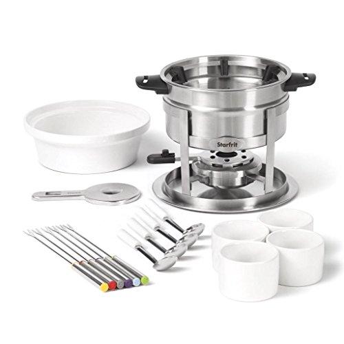 Starfrit 20-Piece Fondue Party Set | Includes: 1.7 qt Fondue Pot, Ceramic Bowl, (4) Ramekins, (6) Forks, (4) Spoons And More