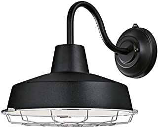 Westinghouse Lighting 6359600 Academy One-Light LED Dusk to Dawn Sensor, Textured Black Finish with Cage Shade Outdoor Wall Fixture