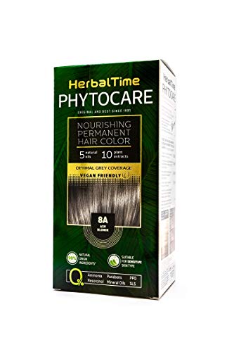 PhytoCare Permanent and Nourishing Hair Dye Color Optimal Gray Coverage Vegan Without Ammonia, PPD, SLS, Parabens (8A Ash Blonde)