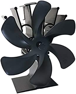 CUTICATE Large 6 Blade Heat Powered Wood Stove Eco Fan Ultra Quiet Fireplace Wood Burning Fan Efficient Heat Distribution Air Eco Stove Fan for Gas/Pellet/Wood/Log Stoves  Black