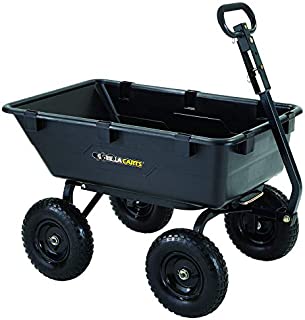 Gorilla Carts GOR6PS Heavy-Duty Poly Yard Dump Cart with 2-In-1 Convertible Handle, 1,200-Pound Capacity, Black