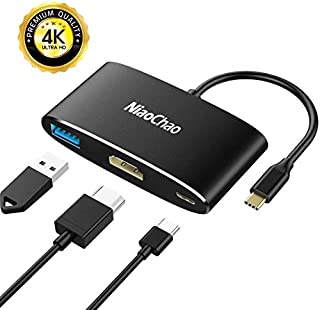 USB C to 4K HDMI Multiport Adapter ,NiaoChao 3-in-1 Type C Hub with USB 3.0 Charging Power PD Port Compatible for Nintendo Switch/MacBook Pro/iPad Pro/ Samsung Galaxy/Dell XPS