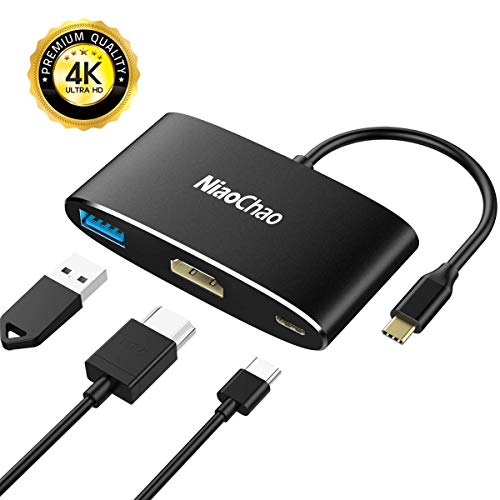 USB C to 4K HDMI Multiport Adapter ,NiaoChao 3-in-1 Type C Hub with USB 3.0 Charging Power PD Port Compatible for Nintendo Switch/MacBook Pro/iPad Pro/ Samsung Galaxy/Dell XPS