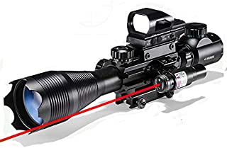 Rifle Scope Combo C4-16x50EG Dual Illuminated with Red Laser Sight and 4 Holographic Reticle Red/Green Dot for 22mm Weaver/Rail Mount