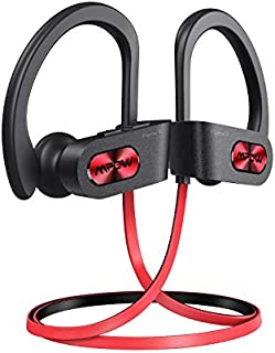 Mpow Flame S Bluetooth Headphones Sports, aptX-HD Bass+ Loud Sound, Handsfree Call,BT5.0,12H Playtime, IPX7 Waterproof, CVC 8.0 Noise Cancelling Mic,W/Carrying Case, for iPhone/Android/Windows, Red