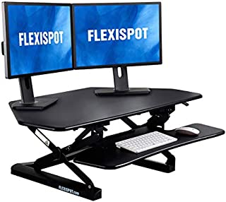 FlexiSpot Standing Desk Converter 41 Inch Height Adjustable Stand Up Desk Riser for Cubicles Corners Home Office Workstation Fit Dual Monitors (M4B)