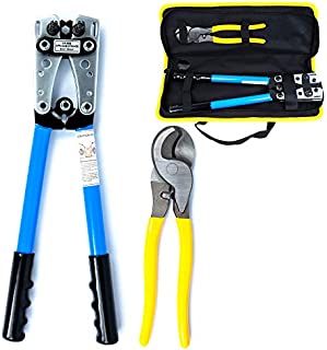 KOTTO Battery Cable Lug Crimper Tool 6-50mm², Wire Crimping Tool, Pliers for Crimping Wire Cable with Cable Cutter for 10,8,6,4,2 and 1/0 AWG Wire Cable Cutting and Crimper with Storage Bag