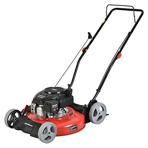 PowerSmart Lawn Mower, 21-inch & 170CC, Gas Powered Push Lawn Mower with 4-Stroke Engine, 2-in-1 Gas Mower in Color Red/Black, 5 Adjustable Heights (1.18''-3.0'' ), DB2321CR