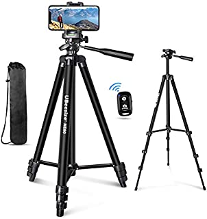 UBeesize 60 Phone Tripod with Carry Bag & Cell Phone Mount Holder for Live Streaming, Extendable Travel Lightweight Tripod Stand with Smartphone Bluetooth Remote, Compatible with iOS/Android