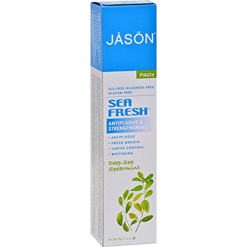 JASON Sea Fresh Strengthening Fluoride-Free Toothpaste, Deep Sea Spearmint, 6 Ounce Tube