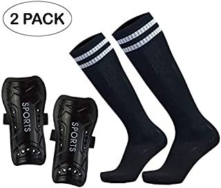 GeekSport Youth Soccer Shin Guards Toddler Soccer Shin Pads USA Child Calf Protective Gear for 3 5 4-6 7-9 10-12 Years Old Girls Boys Children Kids Teenagers with Soccer Socks Black S 3'3-3'10 Tall