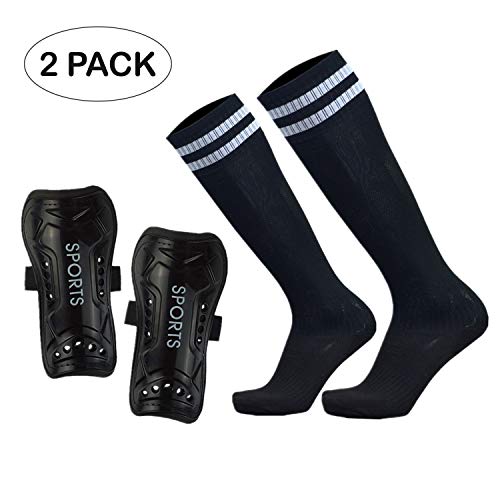 GeekSport Youth Soccer Shin Guards Toddler Soccer Shin Pads USA Child Calf Protective Gear for 3 5 4-6 7-9 10-12 Years Old Girls Boys Children Kids Teenagers with Soccer Socks Black S 3'3-3'10 Tall