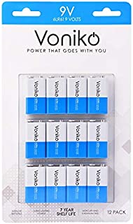 VONIKO 9V Batteries - Alkaline 9V Battery 12 Pack - Ultra Long Lasting with a 7-Year Shelf Life