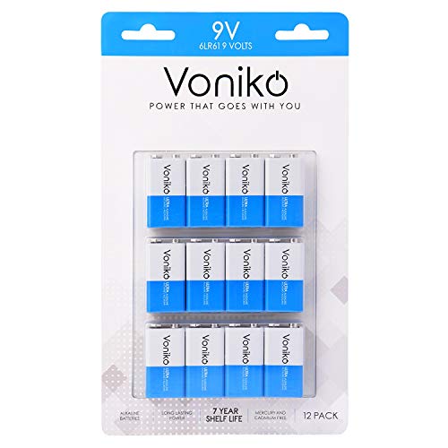 VONIKO 9V Batteries - Alkaline 9V Battery 12 Pack - Ultra Long Lasting with a 7-Year Shelf Life