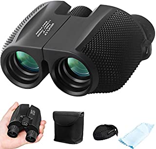 Binoculars for Adults Kids, ZIPOUTE 10x25 Folding Compact Binoculars with Weak Light Night Vision Clear for Birds Watching Hunting Traveling Concerts Outdoor Sports with Strap Carrying Bag