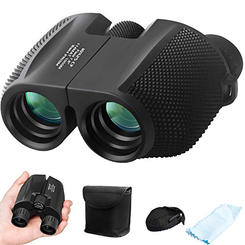 Binoculars for Adults Kids, ZIPOUTE 10x25 Folding Compact Binoculars with Weak Light Night Vision Clear for Birds Watching Hunting Traveling Concerts Outdoor Sports with Strap Carrying Bag