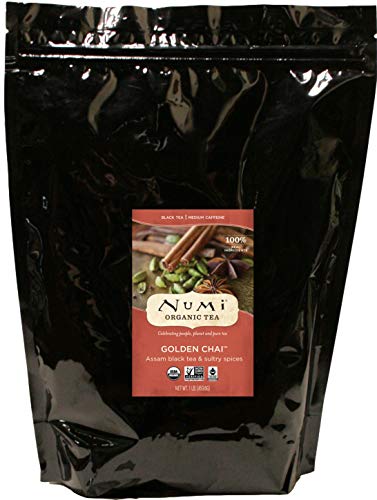 Numi Organic Tea Golden Chai, 16 Ounce Pouch (Pack of 2) Loose Leaf Black Tea (Packaging May Vary)