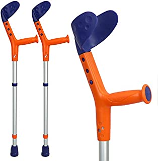 ORTONYX Kids Walking Forearm Crutches (1 Pair) Good for Children and Short Adults up to 220lb - Adjustable Arm Support- Lightweight Aluminum - Ergonomic Handle with Comfy Grip