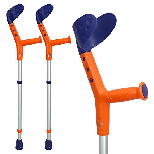 ORTONYX Kids Walking Forearm Crutches (1 Pair) Good for Children and Short Adults up to 220lb - Adjustable Arm Support- Lightweight Aluminum - Ergonomic Handle with Comfy Grip