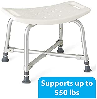 Medline Heavy Duty Shower Chair Bath Bench Without Back, Bariatric Bath Chair Supportsup to 550 Lbs