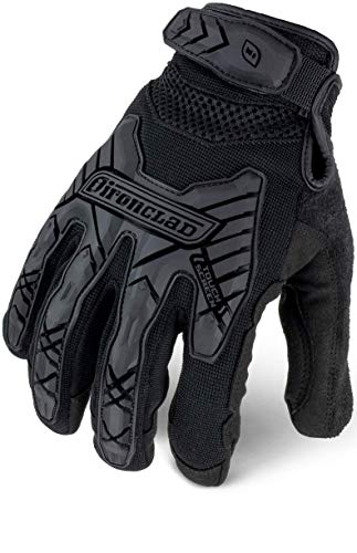 IRONCLAD Command Tactical Impact, Touch Screen Gloves Conductive Palm and Fingers, Impact Protection, Durable, Performance Fit, Machine Washable, Sized S, M, L, XL, XXL (1 Pair) (Large, Black)