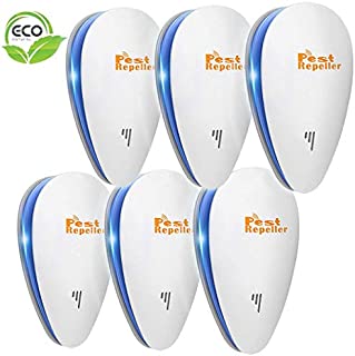 Ultrasonic Pest Repeller, 6 Packs, 2020 Upgraded Electronic Indoor Plug in for Insects, Mice,Ant, Mosquito, Spider, Rodent, Roach, Mosquito Repellent for Children and Pets' Safe [White]