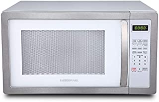 Farberware FMO11AHTPLB 1.1 Cu. Ft. 1000-Watt Microwave Oven with LED Lighting Cubic Feet, White/Platinum