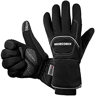 KINGSBOM -40F° Waterproof & Windproof Thermal Gloves - 3M Thinsulate Winter Touch Screen Warm Gloves - for Cycling,Riding,Running,Outdoor Sports - for Women and Men (Black,Medium)