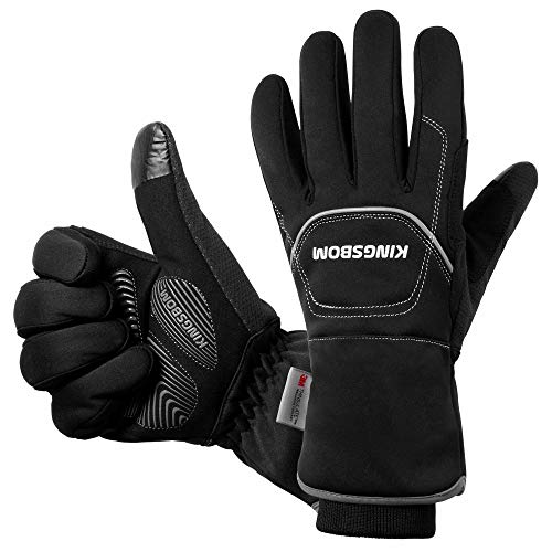 KINGSBOM -40F° Waterproof & Windproof Thermal Gloves - 3M Thinsulate Winter Touch Screen Warm Gloves - for Cycling,Riding,Running,Outdoor Sports - for Women and Men (Black,Medium)