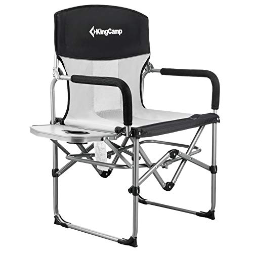 KingCamp Heavy Duty Compact Camping Folding Mesh Chair with Side Table and Handle